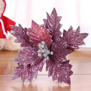 Cross-border explosions Christmas Fabric simulation flower arrangement Christmas tree gold powder decoration supplies Christmas decoration simulation flowers