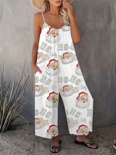 2025 Summer New Cross-border European and American Women's Casual Women's Sling Trousers New Printed Sleeveless Pants for Women