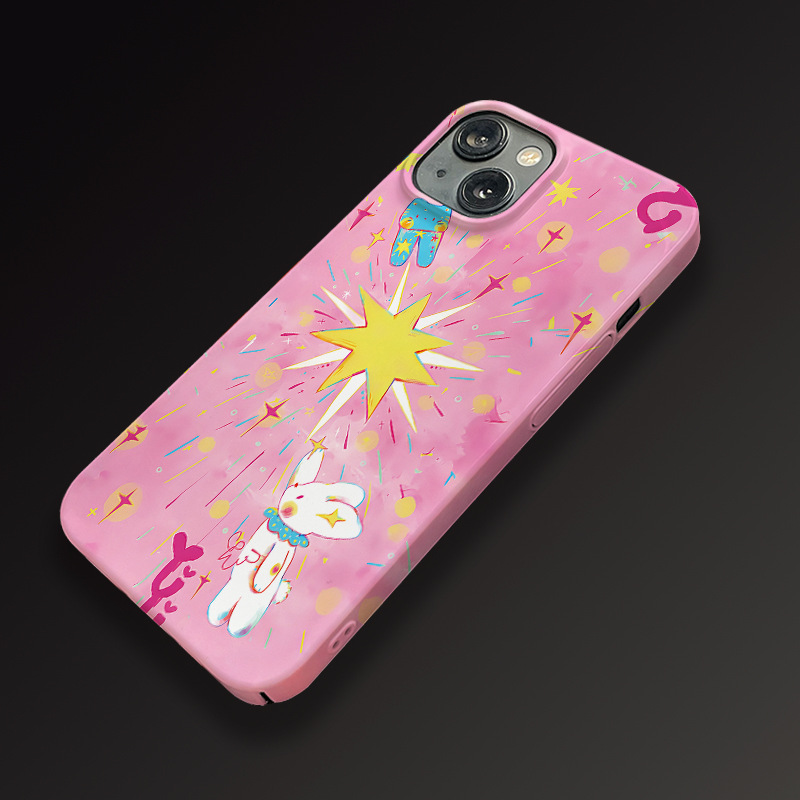 Ins Fireworks Rabbit Film Case for Apple 16 Pro Phone Case, 15 Pro Max/12/11 Full Coverage Hard Case, 13