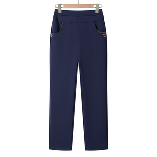 Middle-aged and elderly women's pants spring and autumn and winter trousers loose high-waisted mother's pants old lady fleece-lined thick grandmother's pants for outside wear