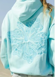 Professional Embroidery DING Z Cross-border European Code Dropped Shoulder Sleeve Threaded Coconut Haibo Pattern Hoodie Sweater Jacket