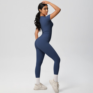 Cross-border Europe and the United States solid color back sanding yoga clothing eight-piece running shorts fitness yoga pants women's in stock