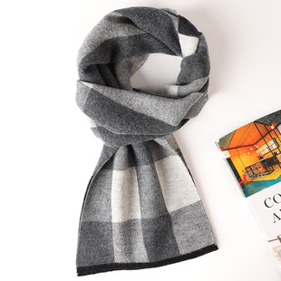 100 Pure Wool Scarf Autumn and Winter New Plaid Scarf Warm High-end Gift-giving All-match Small Thick Scarf for Girlfriend