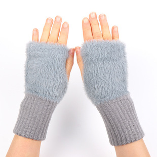 Autumn and Winter Korean-style Half-finger Student Knitted Gloves All-match Touch Screen Gloves Office Writing Cold-proof Warm Gloves Finger Leakage