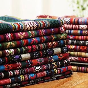 Classic ethnic style polyester cotton fine jacquard fabric clothing shoes bags crafts and other fabrics in stock