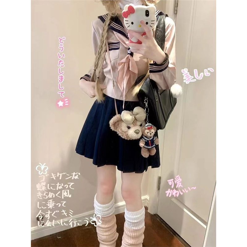 Niche Original Jk Sailor Suit Women's Long-Sleeved Preppy Style Japanese Style Cherry Blossom Pink Cardigan Outer Uniform Suit Autumn and Winter