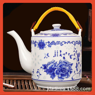 △ Wholesale Jingdezhen ceramic teapot large capacity high temperature resistant cold water teapot blue and white porcelain household ceramic cold water