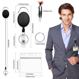 Amazon Hot Sale Zinc Alloy Retractable Buckle ABS Easy Pull Button Easy Pull Keychain pvc Waterproof Card Holder ID