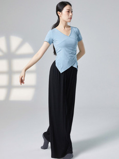 Yoga Short-sleeved T-shirt Women's Dance Suit Practice Suit Solid Color Irregular Design Temperament Slimming All-match Top