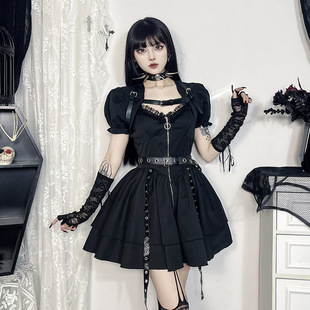 XS24225 European and American Style Elegant Slim-fit Jacket Dark Style Punk Heavy Metal Sexy dress Women