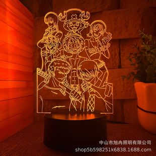 Amazon Hot Hot Products 3D Nightlight One Piece Atmosphere Creative Gift Light Black Touch Remote Control