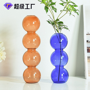 Creative Bubble Vase Hydroponic Spherical Glass Vase Transparent Color Flower Arrange Table Decoration Aromatherapy Bottle Ornaments