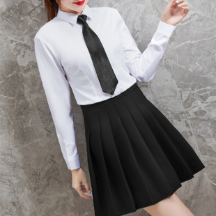 Manufacturer Wholesale Work Clothes Fashionable Spring and Summer New Black Pleated Skirt Knee-Length Skirt College Style Uniform