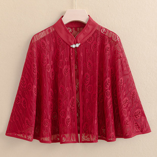 Cheongsam Маленькая шаль летнее платье тонкая кружевная куртка накидка внешний кардиган короткая Солнцезащитная одежда для женщин
