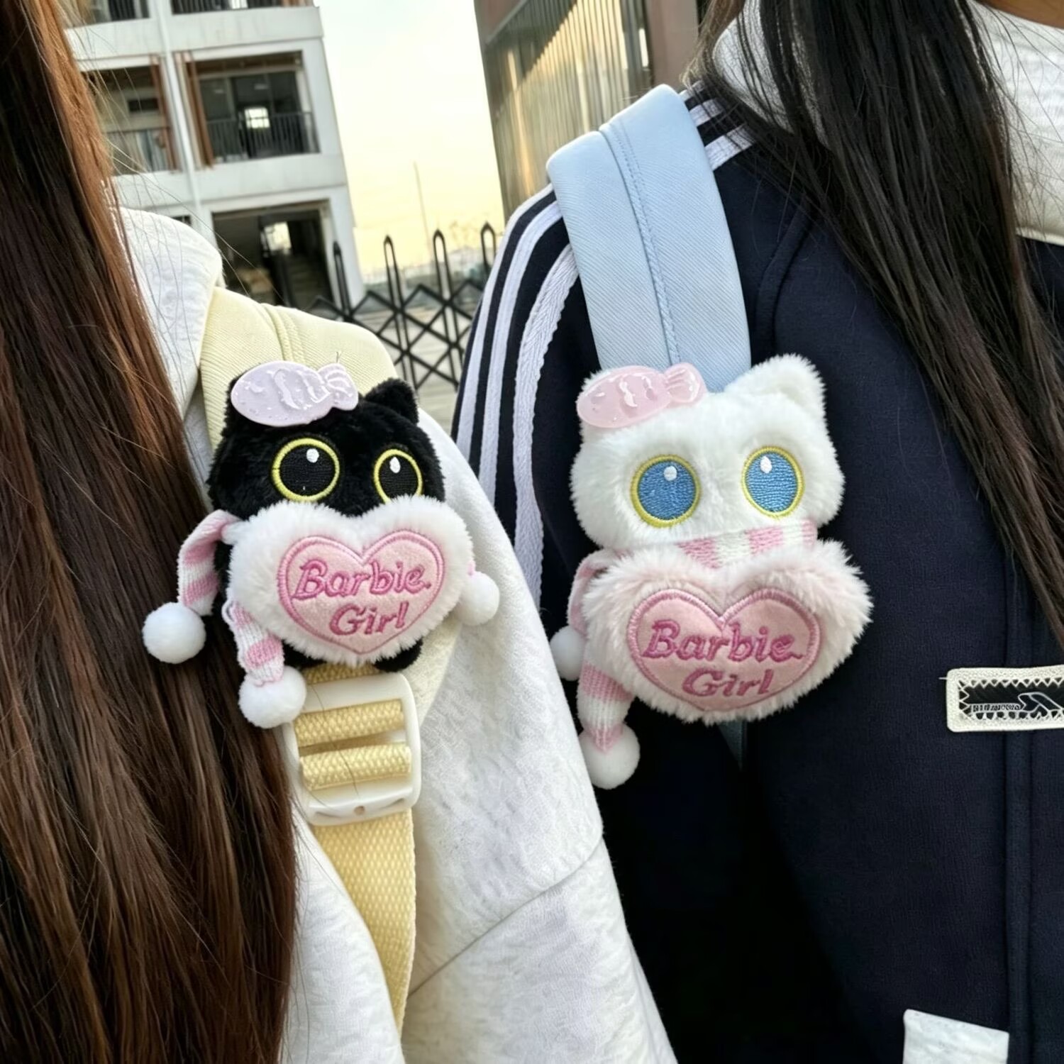 Popular Cute Black Cat Shoulder Strap Doll Backpack Pendant School Companion Cat Plush Adjustable Backpack Pendant