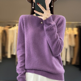 First-Line Garment Round Neck Solid Color Pure Wool Sweater Women's Long-Sleeved Fashionable Wool Sweater All-Match Pullover Base Shirt