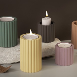 Vertical stripes cylindrical aromatherapy candle holder silicone mold cross-border diy plaster cement resin Candlestick decoration wholesale