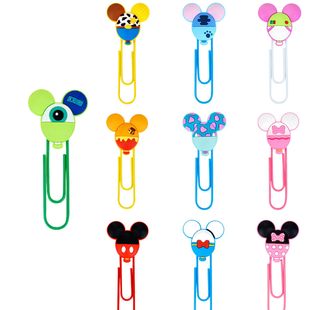 in stock cartoon paper clip bookmark cute metal paper clip color soft glue return needle student stationery U-shaped needle
