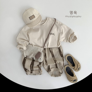 Children's vertical thin pants 2025 spring and summer male and female baby Korean personalized tide loose wide leg pants children's clothing wholesale