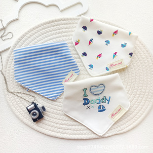 Baby Bib Newborn Baby Children Warm Double Cotton Thickened Triangle Towel Spit Wipe 3 Pack
