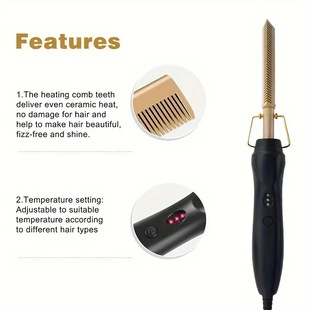 Cross-border Hair Straightening Comb Bangs Dry and Wet Dual-use Copper Comb Straight Hair Curling Iron Household Curling Electric Heating Comb Hair Straightener