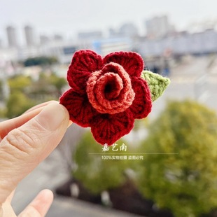 Rose Brooch Mori Style Retro Girl's Corsage Decorations Bag Clothes Pin Wool Crochet Exquisite Accessories