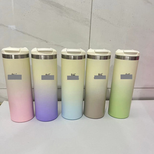 Creative gradient straight cup for men and women outdoor convenient water cup business office accompanying cup 304 stainless steel thermos cup