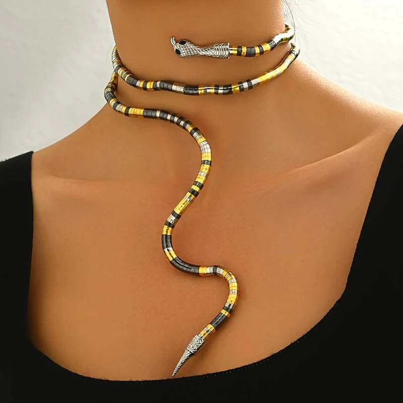 Winding Snake-Shaped Open-Ended Collar with Random Shapes, Exaggerated Design, Spicy Girl Dark Fashion Accessory, Dopamine Necklace