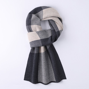 Hengyuanxiang Men's Wool Scarf Men's Winter High-end Korean Style All-match Plaid Thick 2024 New Style Boyfriend Gift