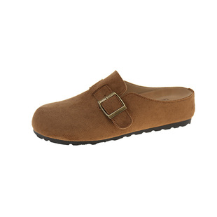 Vintage Birkenstocks Shoes Women's Thick Sole Outwear 2025 Spring New Arrival Belt Buckle Slip-on Lazy Men's Baotou Half Slippers for Women