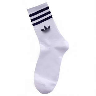 Adidas Clover Socks Men's Sports Ins Long-Tube Trendyy Pure Cotton Sweat-Absorbent Women's Socks Couple Style Three-Stripe Hair