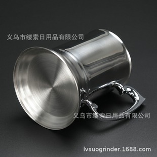 Customizable logo cross-border stainless steel 304 beer mug double-layer cocktail glass European-style fire goblet inverted wine glass