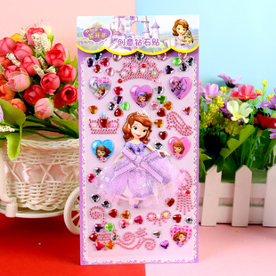 Children's diamond stickers Princess series lace gauze dress gem stickers girl paste acrylic crystal paste painting