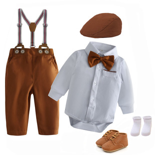 Autumn new long-sleeved romper suit infant clothing boys fashion gentleman children's clothing cross-border wholesale