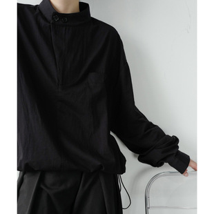 Spring and Autumn Retro Cold Style Abstinence Style Long-sleeved Shirt Men's Loose Casual Solid Color Design Sense Shirt Jacket