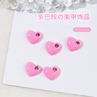 Cross-border nail dopamine style nail diamond jewelry love resin diamond three-dimensional diamond-embedded flat nail jewelry wholesale