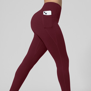 in stock Direct Foreign Trade Explosions High Waist Hip Slim Fitness Side Pocket Sports Base Yoga Pants Women