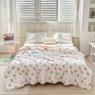 Factory wholesale class a double layer yarn summer quilt wash cotton summer cool quilt double air conditioning quilt children's thin quilt machine washable