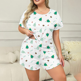 temu for cross-border summer T-shirt shorts plus fat plus size casual pajamas plus size home clothes suit Europe and the United States