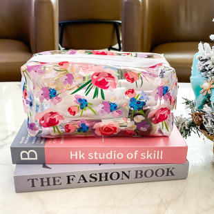 2023 new multi-color super soft large capacity PVC cosmetic bag can make pattern logo wash bag storage bag