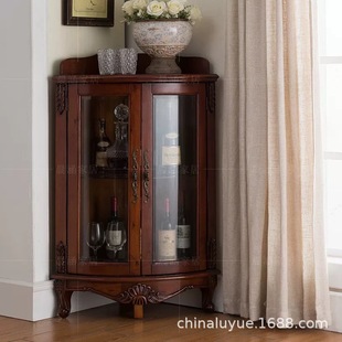 American Wall Corner Cabinet Solid Wood Living Room Corner Cabinet European-style Triangle Cabinet Corner Cabinet Storage Cabinet Corner Side Cabinet Wine Cabinet