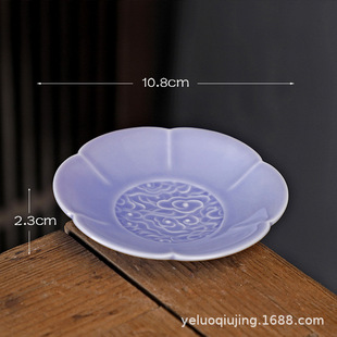 Ceramic Chinese style small size tea tray vintage snack plate seasoning dish Lotus pastry plate restaurant small cold plate decoration plate