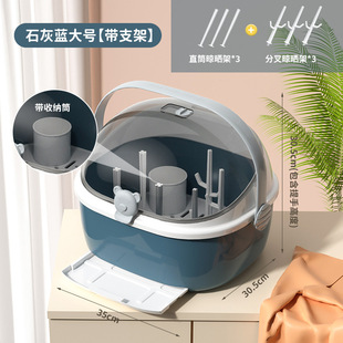Baby Bottle Storage Box Large Space Baby Tableware Storage Box Drain and Dust-proof Drying Rack Large Size with Lid