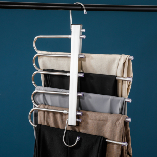 Storage Hanger Wardrobe Built-in Household Pants Folding Pants Hanger Functional Multi-layer 304 Stainless Steel Pants Rack