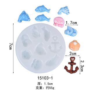 Ocean series shell sea wave sailboat jellyfish fondant silicone mold diy chocolate cake edge decoration mold