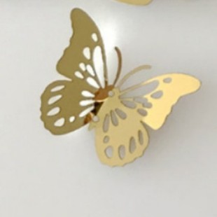 Home wall decoration simulation Butterfly 3D three-dimensional take-off stainless steel long tail square column cylinder embellishment decorative stickers