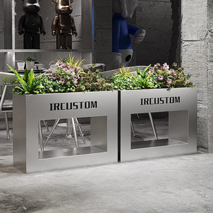 Stainless Steel Flower Box Terrace Balcony Ironwork Courtyard Flower Pool Outdoor Galvanized Steel Sitting Stool Landscape Flower Groove Combination Finished Product
