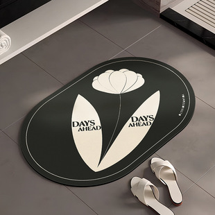 Fresh Flower Diatom Mud Mat Household Toilet Dirty-Resistant Bathroom Absorbent Foot Mat Cuttable Anti-Slip Mat