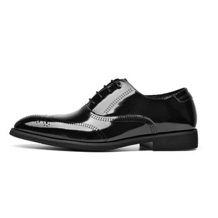 Men's Dress Patent Leather Shoes British Business Casual Shoes Brooke Oxford Shoes Leather Carved Trendy Shoes