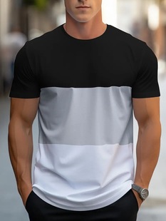 Summer new European and American men's short sleeve 3d digital simple printing T-shirt street trend pattern cross-border foreign trade